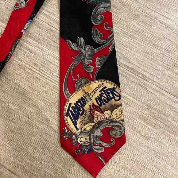 Men’s Tabasco 100% Silk Tie Red - Picture 2 of 3